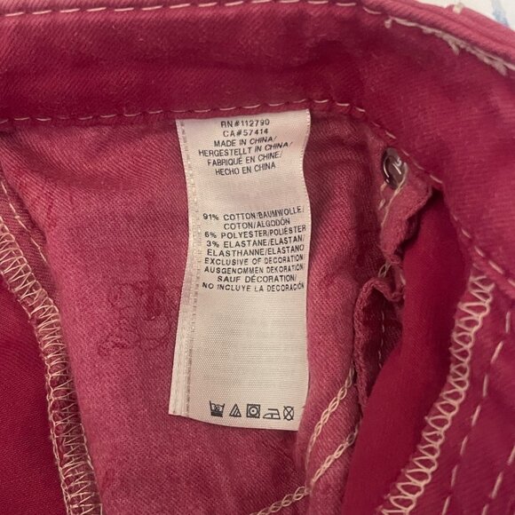 True Religion World Tour Women’s White Stitching Section Skinny Red Jeans 27 - Picture 8 of 8